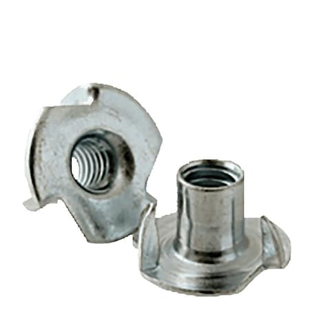 Newport Fasteners T-Nut, 3 Prongs, 3/8"-16, Steel, Zinc Plated, 7/16 in Barrel Ht, 1800 PK 307991-BR-1800
